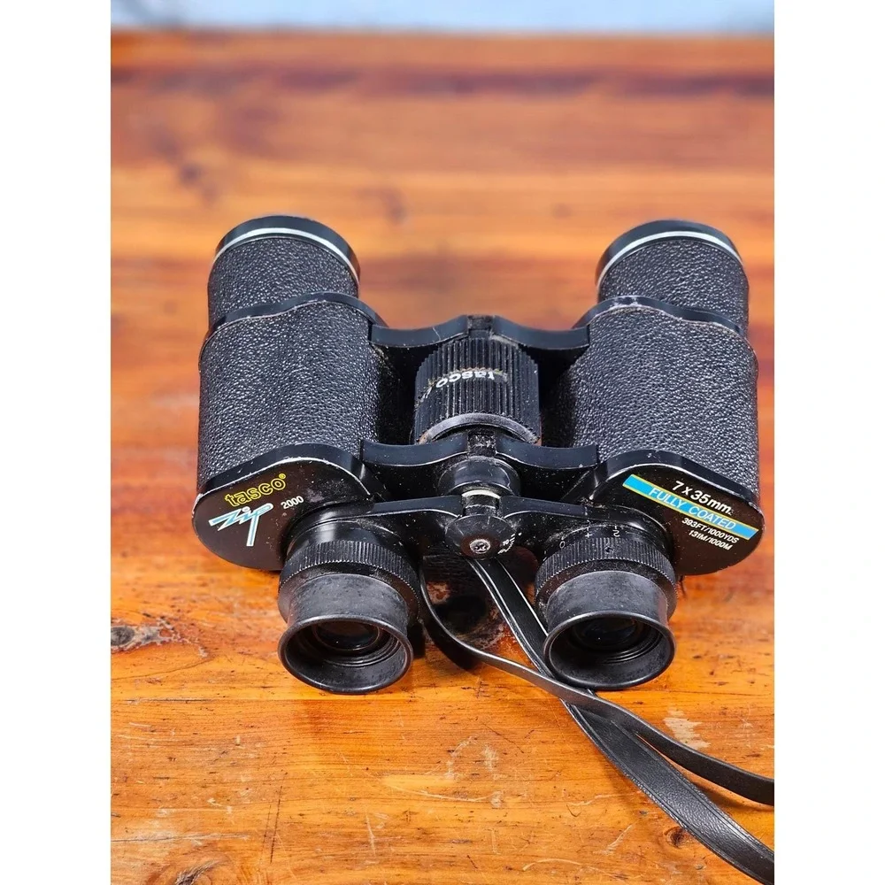 Vintage Tasco Zip 7x35 Binoculars with Case Fully Coated Optics